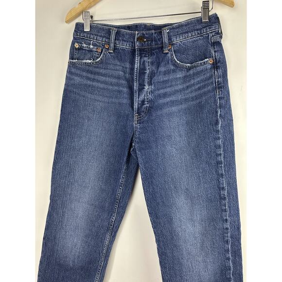 Gap Cheeky Straight High Rise Jeans Button Fly 29 8 Tall Dark Indigo Blue Denim - Picture 2 of 13